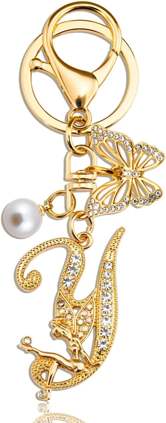 Initial Keychain Bag Charm Women Purse Charms for Handbags Accessories Charm for Wallet Butterfly Pendant for Girls