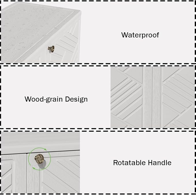 Mrosaa Outdoor/Indoor Storage Box, Resin and Plastic Storage Cabinet Waterproof - Image 5