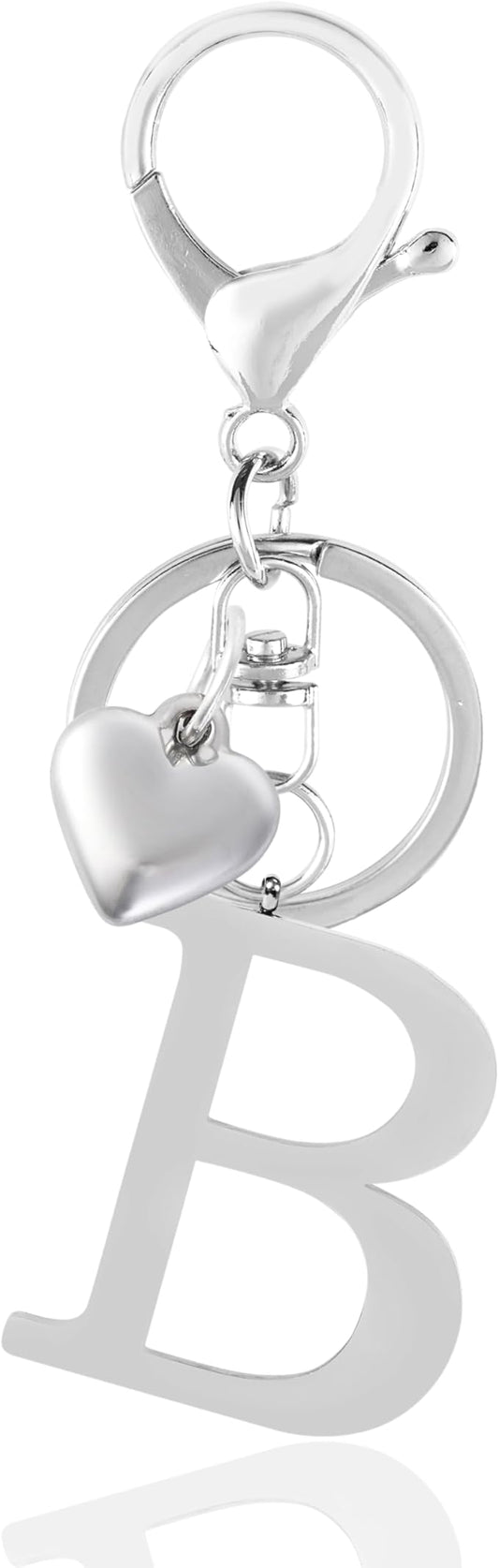 Metal Heart Alphabet Keychain for Women, Girls - Cute Initial Letter Accessories for Purse, Bag Charms and Backpack