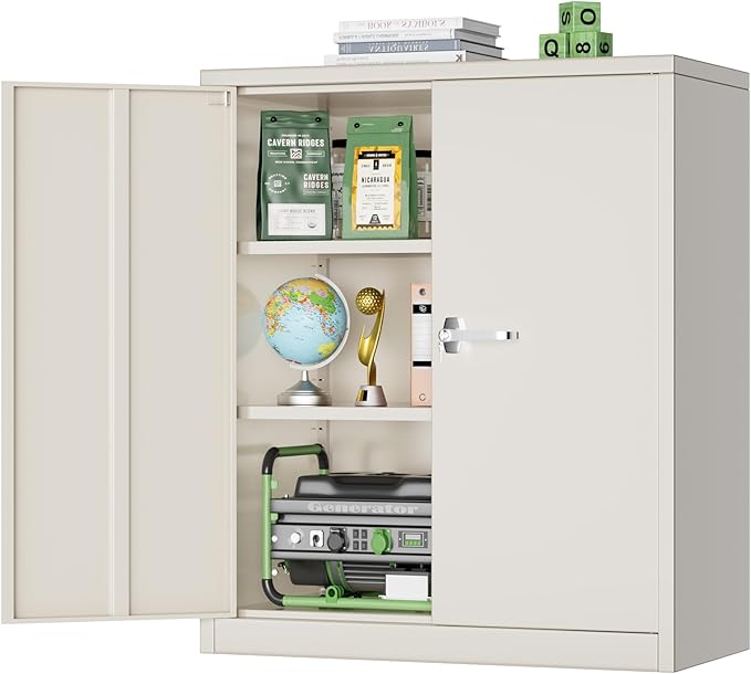 Greenvelly Metal Storage Cabinet with Doors and Shelves,Lockable Storage Cabinet for Office,36”Gray Metal Utility Cabinet Garage Cabinets, Lockable File Cabinet for Home Office, Garage, Kitchen, Shop