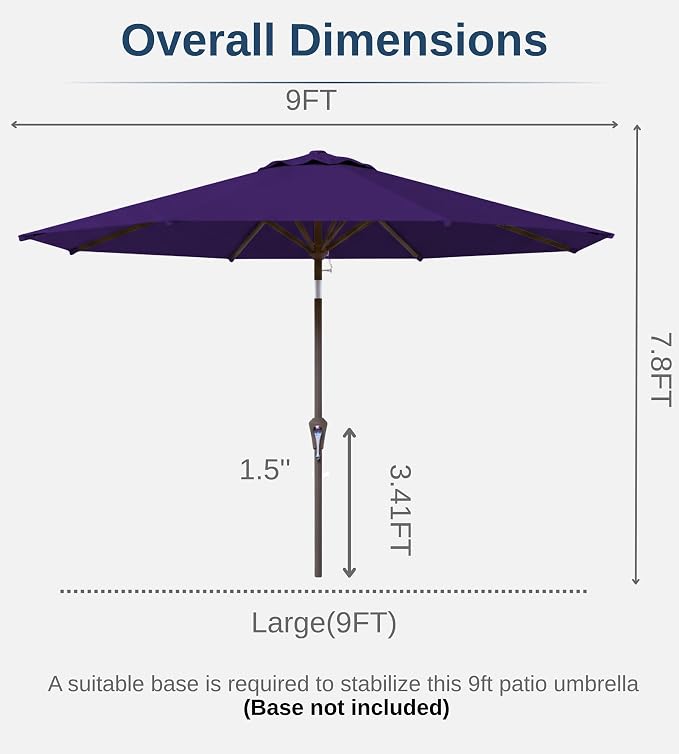 9FT Auto-Tilt Patio Umbrella|Outdoor Market Table Umbrella - Image 7
