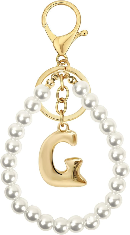 Gold Bubble Heart, Cherry, Bow & More Designs Letter Initial Keychain Bag Charms – Cute Purse Charms for Handbags