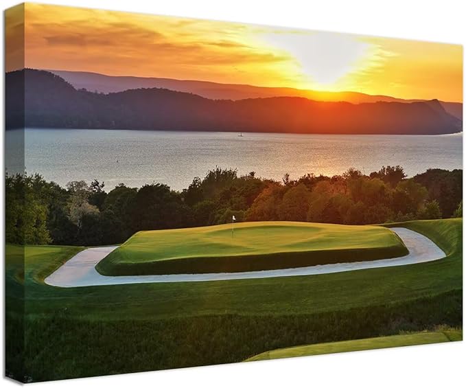 chenchenArt Sleepy Hollow 16 Hole Golf Course Wall Art for Living Room Bedroom Bathroom Home Decorations Sleepy Hollow Golf Course Picture Poster Canvas Prints Framed Ready to Hang(28''H x 44''W)