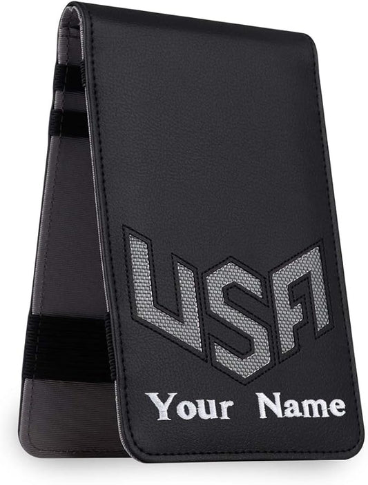 Golf Scorecard Holder & Yardage Book Cover, Golf Accessories Black Premium Leather Yardage Book Holders Cover