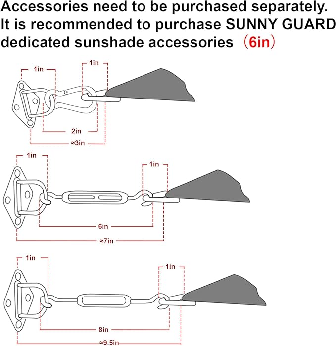 SUNNY GUARD Custom Size 7'x20' Rectangle Sand UV Block Sunshade - Image 3