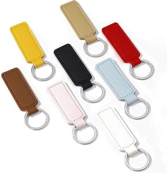 10Pack Personalized Leather Keychain Bulk, Custom Handmade Leather Key Chain Ring for Men/Women/Company Events