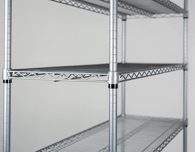 Omega Shelving Storage | 2 Tier Starter Shelving Unit 36" Deep x 72" Wide x 14" High - 800 lb Weight Capacity per Shelf, Adjustable Wire Shelving, Tool-Free Assembly |Grey Shelving