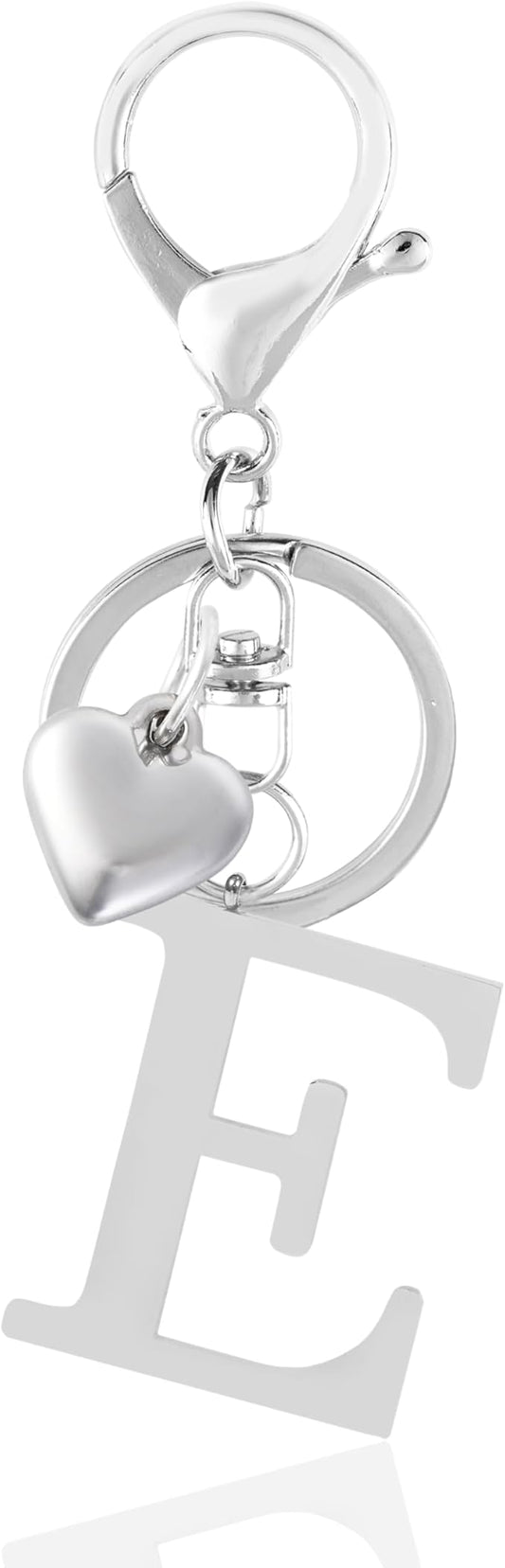 Metal Heart Alphabet Keychain for Women, Girls - Cute Initial Letter Accessories for Purse, Bag Charms and Backpack