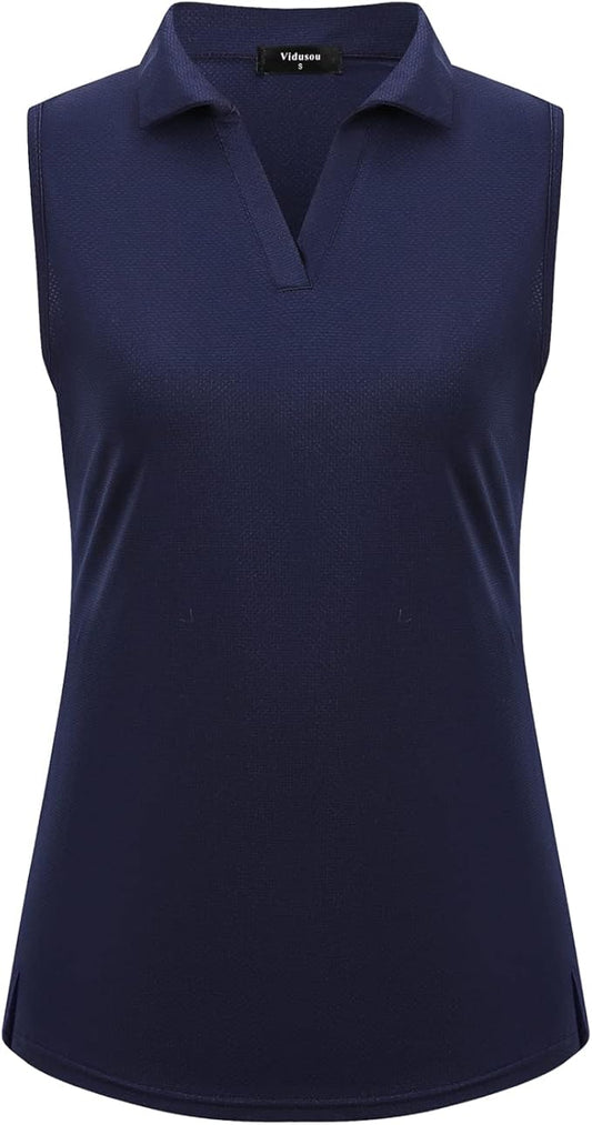 Womens Sleeveless Golf Polo Shirts Lightweight Tennis Sport Tops
