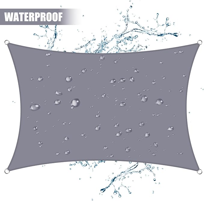 Neween Waterproof Shade Sails，Rectangle UV Block Light Grey Sun Shade Sail - Image 2