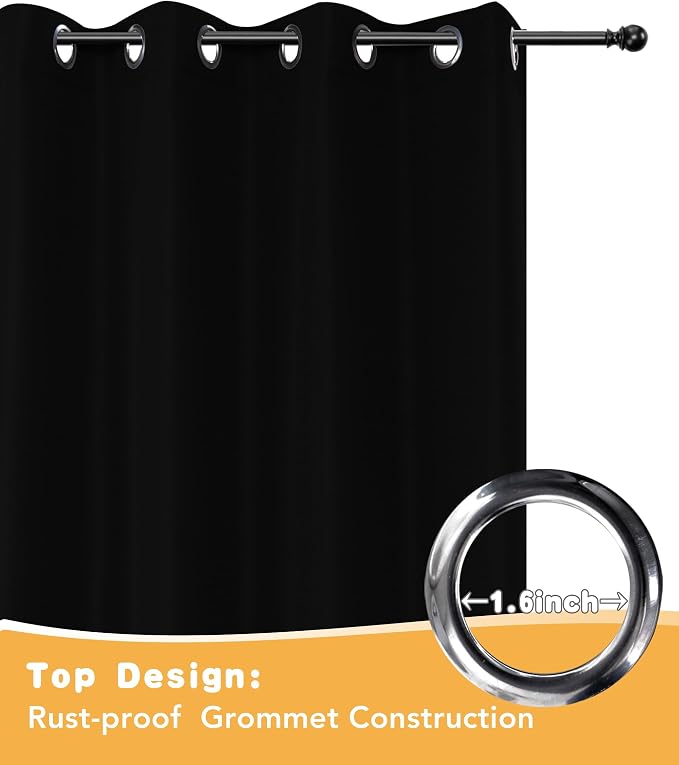 HolidayIdeas Outdoor Curtains for Patio Waterproof 4 Pcs 54x84 Inch Black | - Image 4