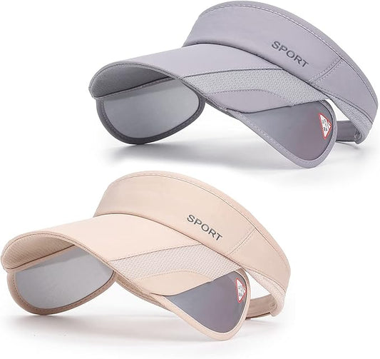2 Pack Sun Golf Visor Hats for Women, Adjustable Retractable Brim Golf Cap Beach Hats for Women