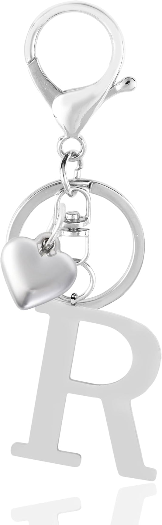 Metal Heart Alphabet Keychain for Women, Girls - Cute Initial Letter Accessories for Purse, Bag Charms and Backpack