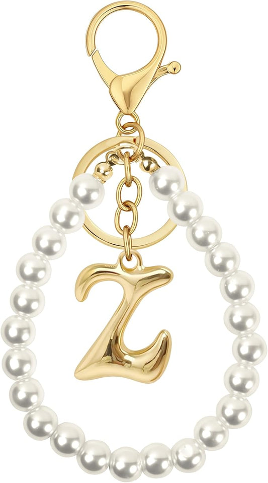 Gold Bubble Heart, Cherry, Bow & More Designs Letter Initial Keychain Bag Charms – Cute Purse Charms for Handbags