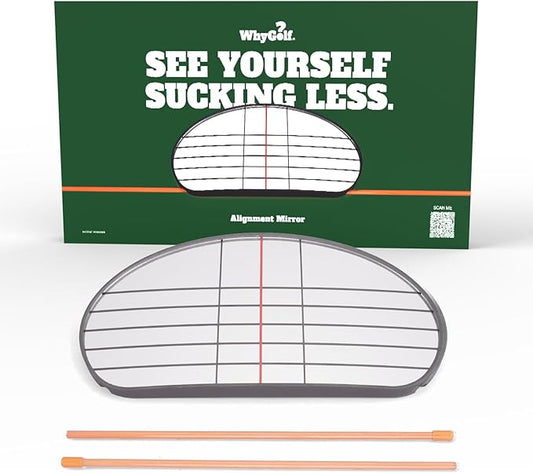 WHYGOLF Alignment Mirror with 2 Alignment Rods, Portable Golf Training Aid for Swing and Putting Practice, Indoor or Outdoor Golf Tool and Mirror Trainer for Consistent Setup and Backswing