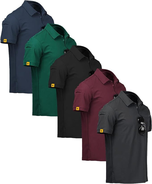 ZITY 5 Pack Mens Polo Shirt Short Sleeve Sports Golf Tennis T-Shirt Moisture-Wicking Summer Shirts