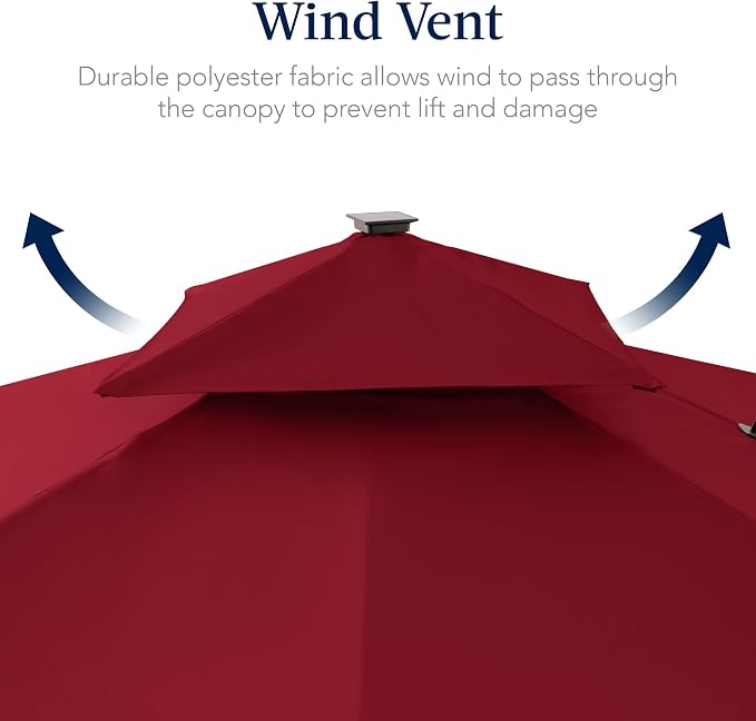 Best Choice Products 12x12ft LED Cantilever Patio Umbrella w/Base Included & - Image 7