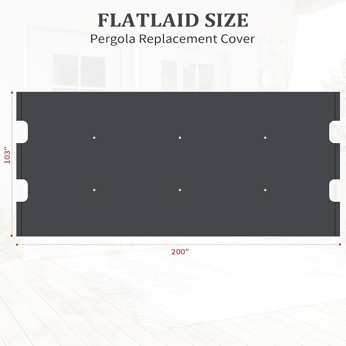 slashome 200 x 103 Pergola Replacement Canopy, Fits L-PG152PST-B, Dark Gray | - Image 3