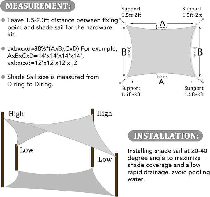 Shade&Beyond Custom Sun Shade Sail 7'x13'RectangleSun Sail Shades Patio UV - Image 5