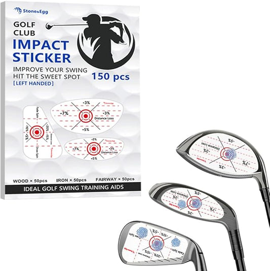 Golf Impact Tape, Self-Teaching Sweet Spot and Consistency Analysis, Golf Club Impact Stickers for Iron, Wood & Fairway Clubs, Non-Residue, Swing Training Aid Impact Labels