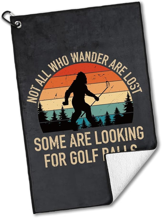 Not All Who Wander are Lost Polyester and Cotton Printed Golf Towel, Funny Golf Accessories for Men Women, Golf-Gifts for GolfFan Dad Grandpa, Golfs Lover Retirement Birthday Gifts