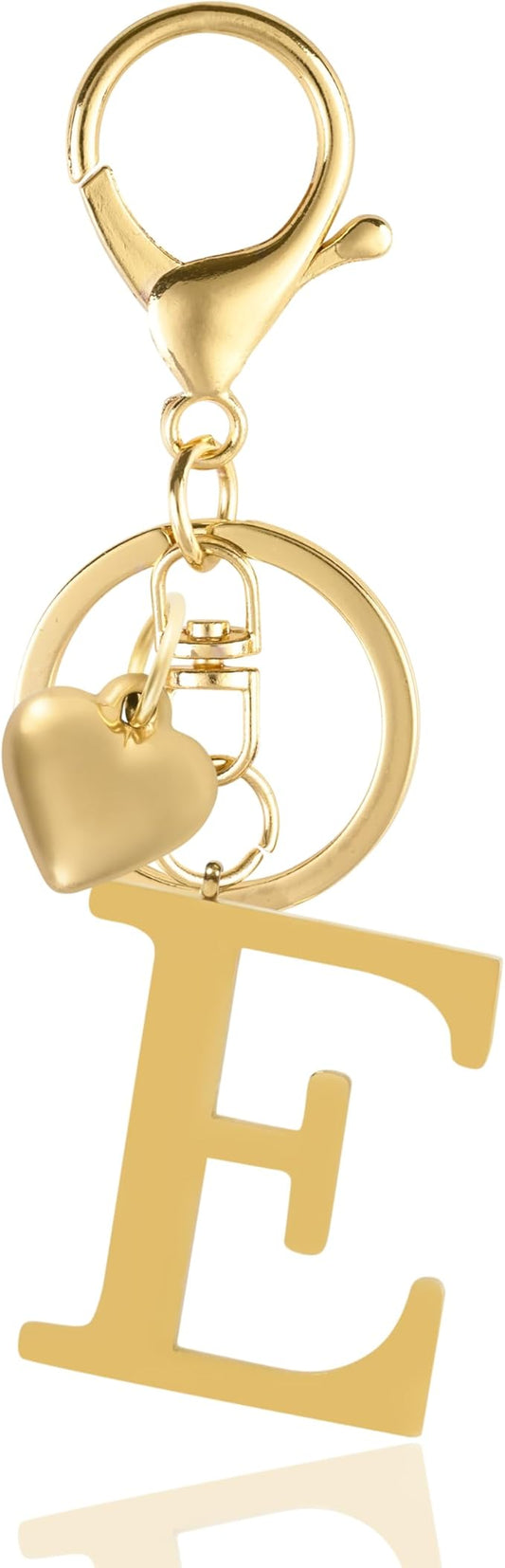 Metal Heart Alphabet Keychain for Women, Girls - Cute Initial Letter Accessories for Purse, Bag Charms and Backpack