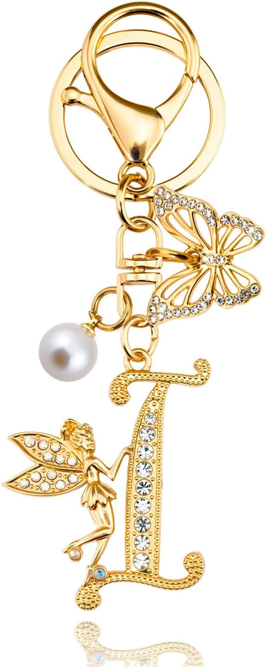 Initial Keychain Bag Charm Women Purse Charms for Handbags Accessories Charm for Wallet Butterfly Pendant for Girls