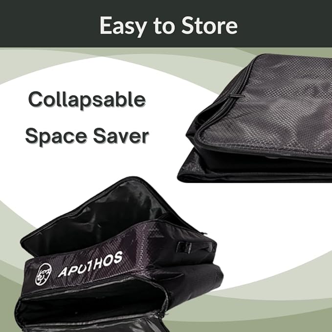 Trunk 2 Level Storage Organizer, Compact, Collapsable, Water Resistant, Breathable, 3 zippered pockets, Adjustable Velco Dividers, Shoe Compartment, Integrated Handle, Black