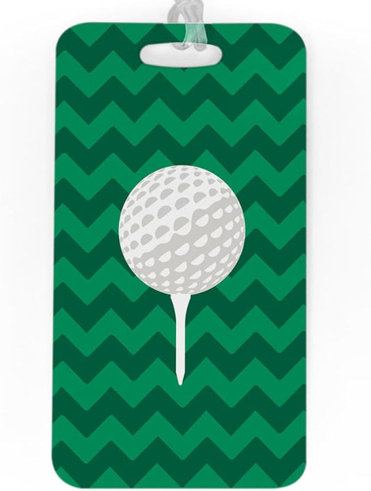 ChalkTalkSPORTS Golf Luggage & Bag Tag | Golf Ball and Tee | Custom Info on Back | Large | Green