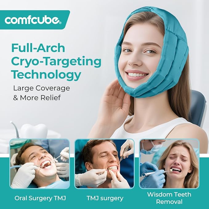 Wisdom Teeth Ice Pack Head Wrap, 2 Hours Long Lasting Cold Therapy Flexible Snug Fit Jaw Ice Pack for Face Oral Surgery, TMJ, Teeth Removed Pain, Cosmetic Injection