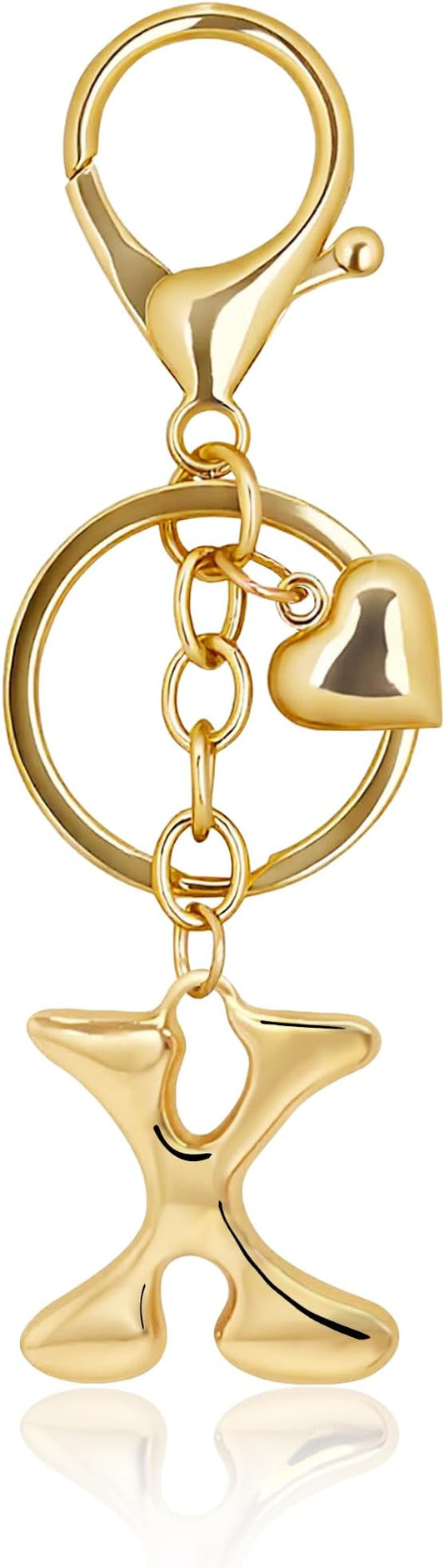 Gold Bubble Heart, Cherry, Bow & More Designs Letter Initial Keychain Bag Charms – Cute Purse Charms for Handbags