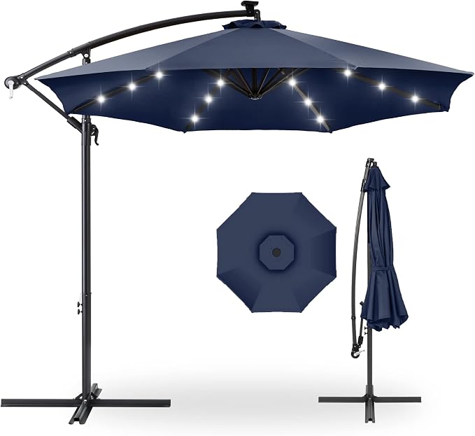 Best Choice Products 10ft Solar LED Offset Cantilever Hanging Market Patio by Unknown