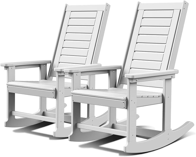 GREENVINES Oversized Outdoor Rocking Chairs Set of 2, HDPE Rocker by GreenVines