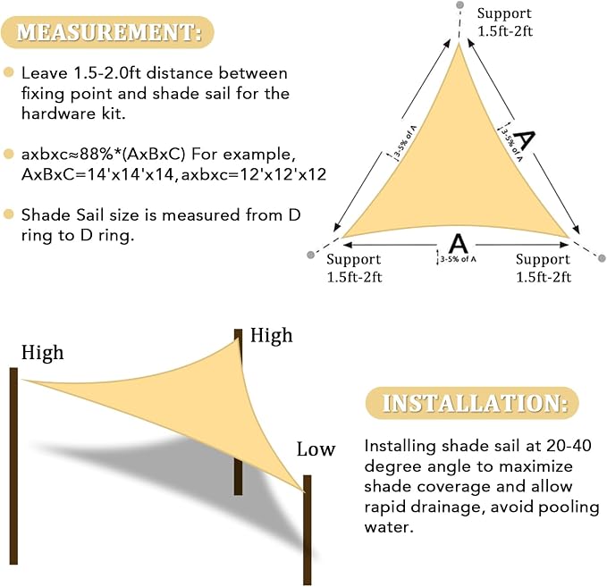 Shade&Beyond Custom Sun Shade Sail 10'x13'x16.4' Triangle Sun Sail Shades Patio - Image 6