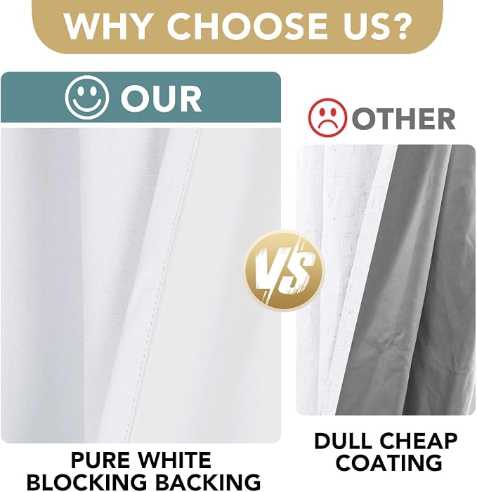 H.VERSAILTEX White Curtains 96 inches Long, 100% Blackout Curtains - Image 3