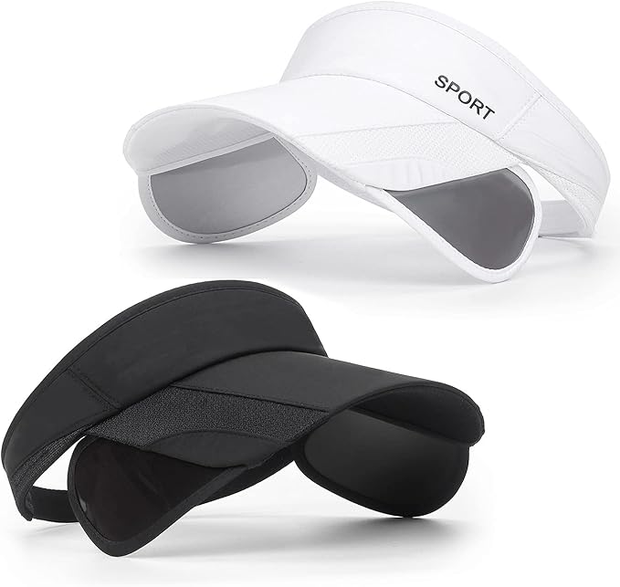2 Pack Sun Golf Visor Hats for Women, Adjustable Retractable Brim Golf Cap Beach Hats for Women
