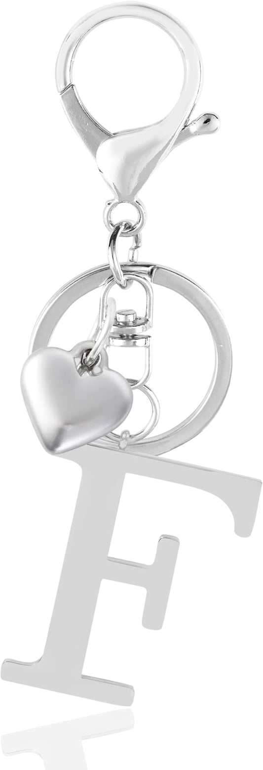 Metal Heart Alphabet Keychain for Women, Girls - Cute Initial Letter Accessories for Purse, Bag Charms and Backpack