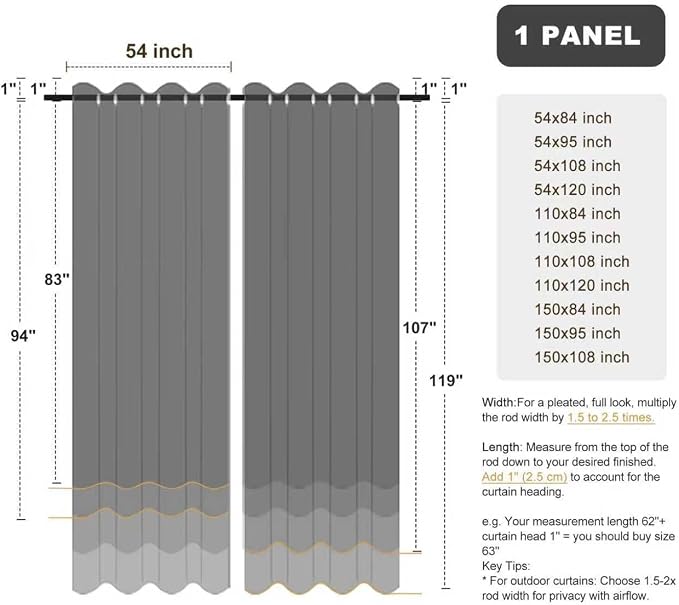 BONZER Outdoor Curtains for Patio Waterproof Thick Privacy Extra Wide | Grommet - Image 9