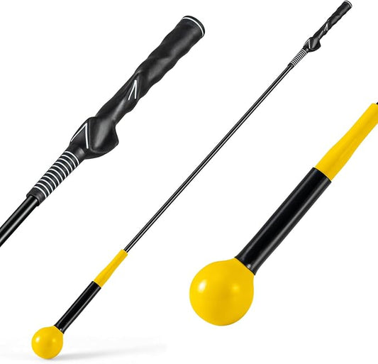 GYMAX Golf Swing Trainer, Warm-Up Stick with Grip Trainer for Rhythm, Balance, Tempo & Strength, Right Handed Swing Speed Training Aid, Weighted Golf Club for Indoor Practice