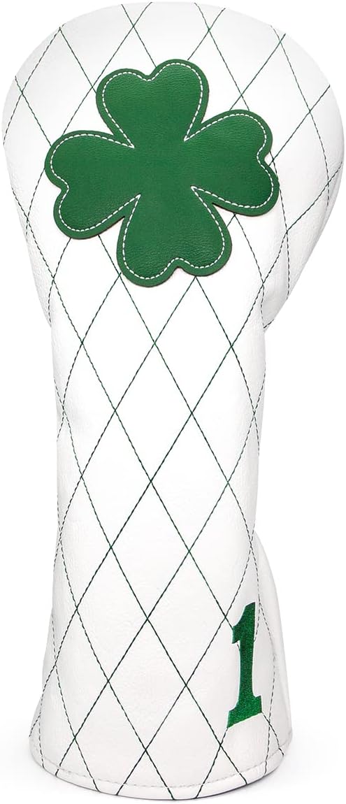 Golf Club Headcover Live Lucky 3 Wood Headcover Magnetic Closure Elegant Embroidery Premium Leather Driver Covers Fairway Wood Covers Hybrid Headcover Shamrock Golf Head Covers