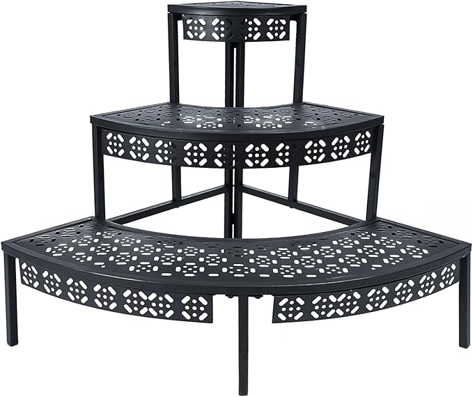 aboxoo 3-Tier Metal Plant Stand, Stair-Step Corner Shelf by aboxoo