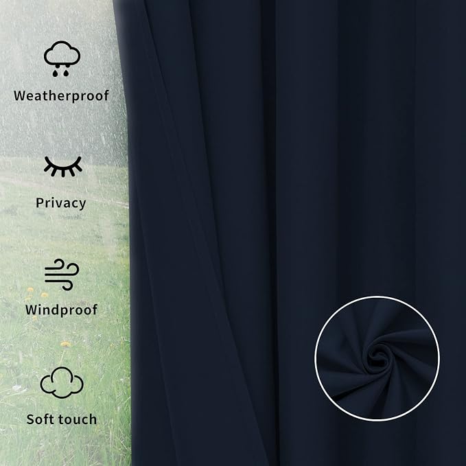 Easy-Going Outdoor Curtains for Patio 1 Panel, 150x108 inch, Weatherproof - Image 6