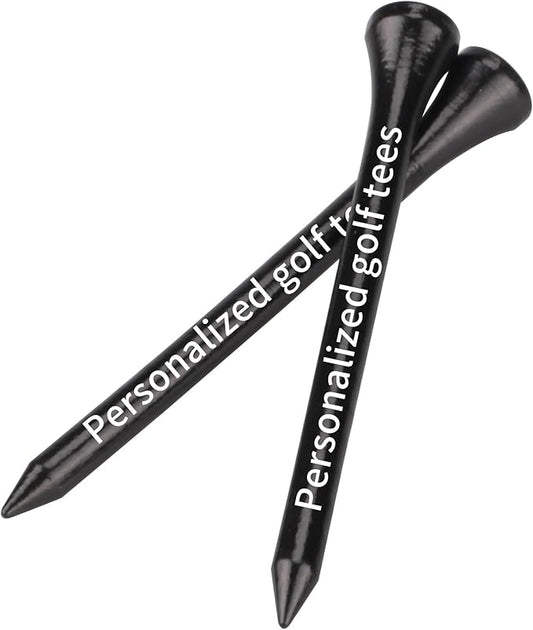 100pcs Personalized Golf tees, Printed with Your Name or Text Logo. Customized Black Wooden Golf tees, 3 1/4 inches, Personalized Golf Gifts