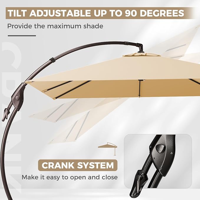 Grand patio 10x10 FT Sunbrella Square Cantilever Umbrella - Image 6