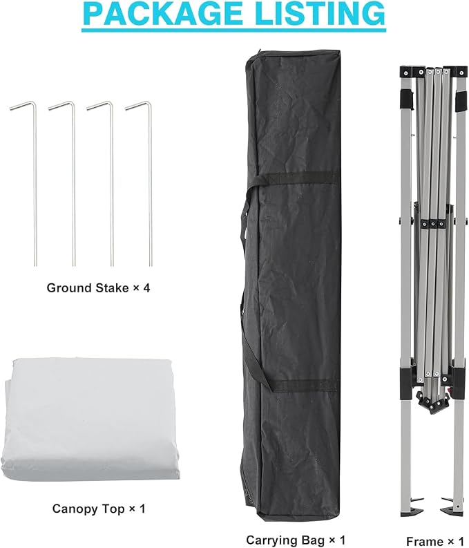 10x10FT Slant Leg Pop Up Canopy Tent, Portable Outdoor Shelter | 10x10FT Base - Image 6