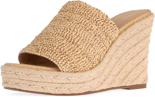VICKI·VICKI Wedges for Women Platform Sandals Wedge Heels for Sandals Comfortable Summer Espadrille Shoes Ankle Strap&Open Toe