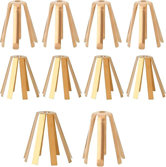 10pcs Universal Brass Golf Shaft Adapter Shims, 6 Leg & 8 Leg Golf Club Spacer Shims for Professional Workshop Use Fits .335 .350 .355 .370 Iron Shafts Ferrules Extractor Fitting Accessories