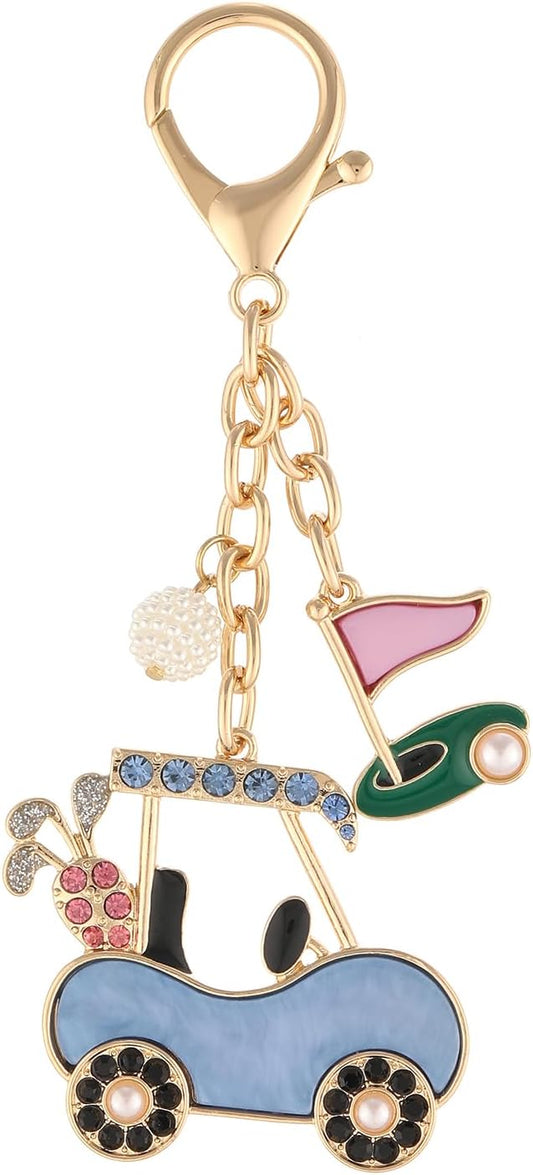 Madison Tyler Western Cowboy Boots Cherry Bow Bubble Tea Strawberry Cute Keychain | Bag Charms for Handbags Purse Charms
