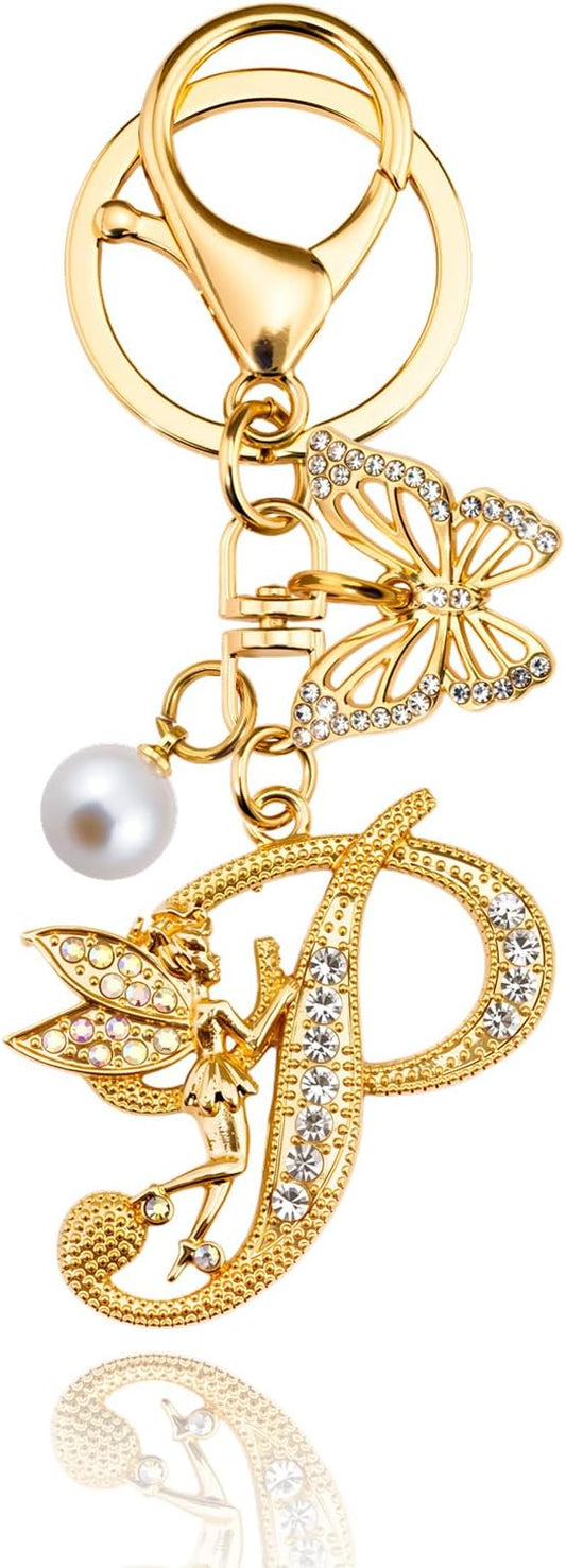 Initial Keychain Bag Charm Women Purse Charms for Handbags Accessories Charm for Wallet Butterfly Pendant for Girls