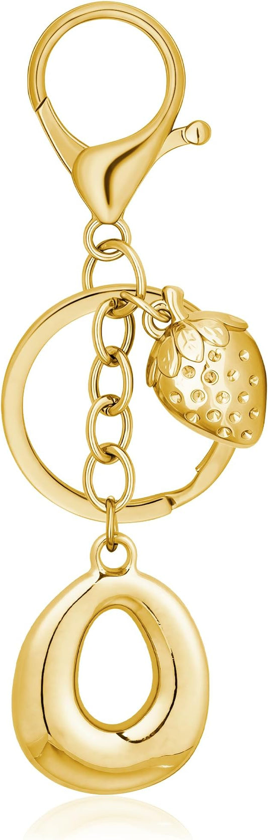 Gold Bubble Heart, Cherry, Bow & More Designs Letter Initial Keychain Bag Charms – Cute Purse Charms for Handbags